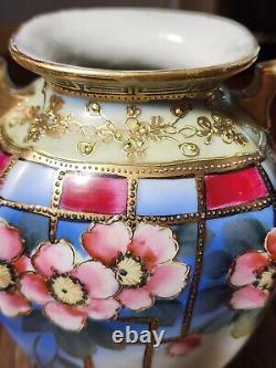 Antique Imperial Nippon Gold Encrusted & Cherry Blossoms Art Deco Vase