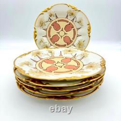 Antique J. P. L Jean Pouyat Limoges France Hand Painted Plates Art Deco Set Of 6