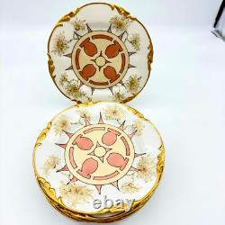 Antique J. P. L Jean Pouyat Limoges France Hand Painted Plates Art Deco Set Of 6