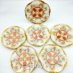 Antique J. P. L Jean Pouyat Limoges France Hand Painted Plates Art Deco Set Of 6