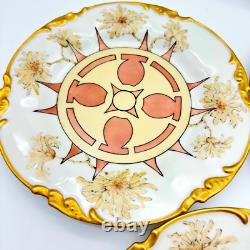 Antique J. P. L Jean Pouyat Limoges France Hand Painted Plates Art Deco Set Of 6