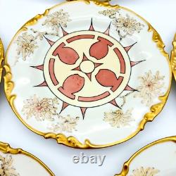 Antique J. P. L Jean Pouyat Limoges France Hand Painted Plates Art Deco Set Of 6