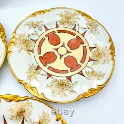 Antique J. P. L Jean Pouyat Limoges France Hand Painted Plates Art Deco Set Of 6
