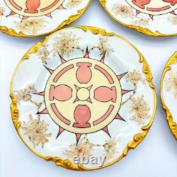 Antique J. P. L Jean Pouyat Limoges France Hand Painted Plates Art Deco Set Of 6