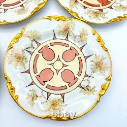 Antique J. P. L Jean Pouyat Limoges France Hand Painted Plates Art Deco Set Of 6