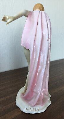 Antique'KARL ENS' GERMANY ART DECO H/P NUDE FEMALE WithPINK CAPE FIGURINE