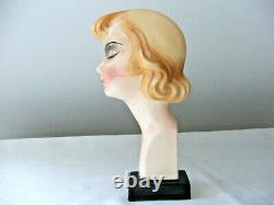 Antique KATZHUTTE Art Deco Porcelain Flapper Lady Head Statue