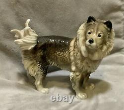 Antique Karl Ens Volkstedt Germany Porcelain Eurasian Spitz Dog Figurine Statue