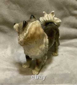 Antique Karl Ens Volkstedt Germany Porcelain Eurasian Spitz Dog Figurine Statue