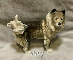 Antique Karl Ens Volkstedt Germany Porcelain Eurasian Spitz Dog Figurine Statue