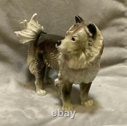 Antique Karl Ens Volkstedt Germany Porcelain Eurasian Spitz Dog Figurine Statue