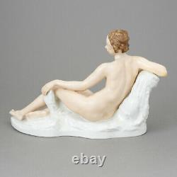 Antique Large Porcelain Figure Lying Woman Art Deco Nude Rosenthal Germany