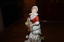 Antique Ludwigsburg Porcelain Figurine 1764-1793 Carl Eugen Woman & Rabbit 8.5