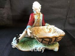 Antique MEISSEN Porcelain Figure Table Salt Cellar Bowl Spice Cruet Condiment
