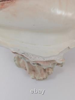 Antique Maiden Nymph on Conch Shell Czech Art Nouveau Centerpiece Damage