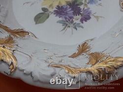 Antique Meissen Dish Porcelain Gilding Hand-painted Flowers Marked Rare Old 20th