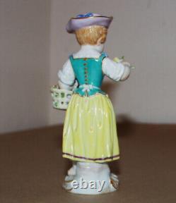 Antique Meissen Porcelain Figurine #60347 Gardner Child with Flower Basket 5.7