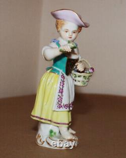 Antique Meissen Porcelain Figurine #60347 Gardner Child with Flower Basket 5.7