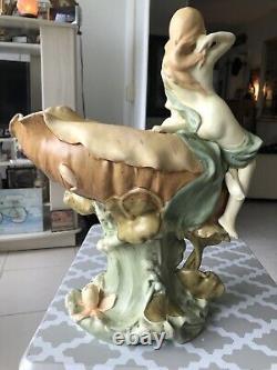 Antique Mermaids Shell Porcelain Figurine 20thRoyal Dux Art Sculpture Deco #D. 62