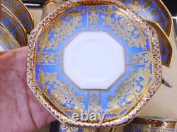 Antique Noritake Art Deco Blue Ombre Boxed Coffee set, Heavily Gilded