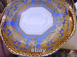 Antique Noritake Art Deco Blue Ombre Boxed Coffee set, Heavily Gilded