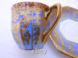 Antique Noritake Art Deco Blue Ombre Boxed Coffee set, Heavily Gilded