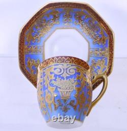 Antique Noritake Art Deco Blue Ombre Boxed Coffee set, Heavily Gilded
