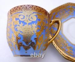 Antique Noritake Art Deco Blue Ombre Boxed Coffee set, Heavily Gilded