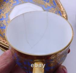 Antique Noritake Art Deco Blue Ombre Boxed Coffee set, Heavily Gilded