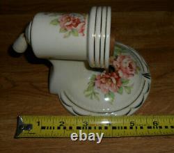 Antique Pair Porcelain Ceramic Sconces Lights, Garden Flowers, Gold Trim Work