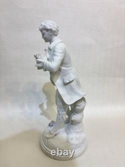 Antique Pair of Biscuits Sculptures Art Deco Porcelain Figures Signed In TheBack