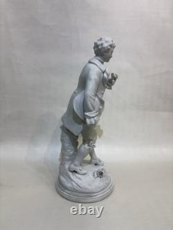 Antique Pair of Biscuits Sculptures Art Deco Porcelain Figures Signed In TheBack