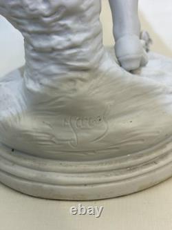 Antique Pair of Biscuits Sculptures Art Deco Porcelain Figures Signed In TheBack