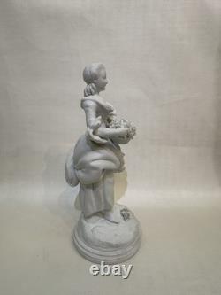 Antique Pair of Biscuits Sculptures Art Deco Porcelain Figures Signed In TheBack