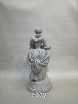 Antique Pair of Biscuits Sculptures Art Deco Porcelain Figures Signed In TheBack