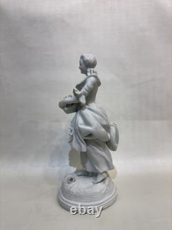 Antique Pair of Biscuits Sculptures Art Deco Porcelain Figures Signed In TheBack