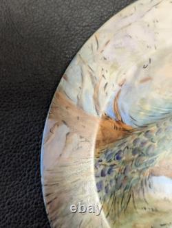 Antique Peacock Porcelain Plate Art Deco 1935, 8 1/2 In