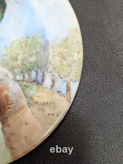 Antique Peacock Porcelain Plate Art Deco 1935, 8 1/2 In