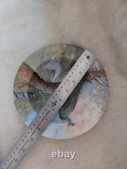Antique Peacock Porcelain Plate Art Deco 1935, 8 1/2 In