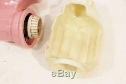 Antique Pink Porcelain Wall Sconce Pair Art Deco w Skyscraper Slip Shade Glass