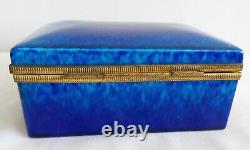 Antique Pm Sevres France Cobalt Blue Porcelain Casket With Ormolu Hinge