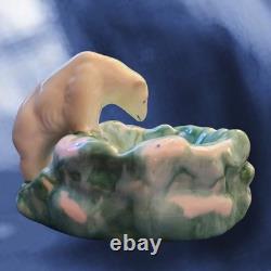 Antique Polar Bear Ice Cold Cool Art Turquoise White Snow Porcelain Figure Tray