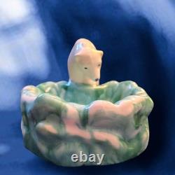 Antique Polar Bear Ice Cold Cool Art Turquoise White Snow Porcelain Figure Tray