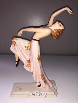 Antique Porcelain Art Deco Lady Woman Dancer Royal Dux Figurine Figure