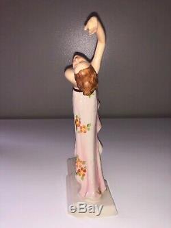 Antique Porcelain Art Deco Lady Woman Dancer Royal Dux Figurine Figure