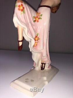 Antique Porcelain Art Deco Lady Woman Dancer Royal Dux Figurine Figure