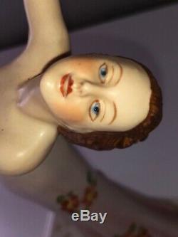 Antique Porcelain Art Deco Lady Woman Dancer Royal Dux Figurine Figure