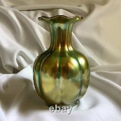 Antique Porcelain Art Deco Pottery Eosin Iridescent Segmented Vase Gold Zsolnay