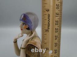 Antique Porcelain China Half Doll Figurine Pin Cushion Art Deco Flapper Eyeliner