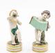 Antique Porcelain Figurines Pair Of Cheerful French Musicians Size 3.9in Unique
